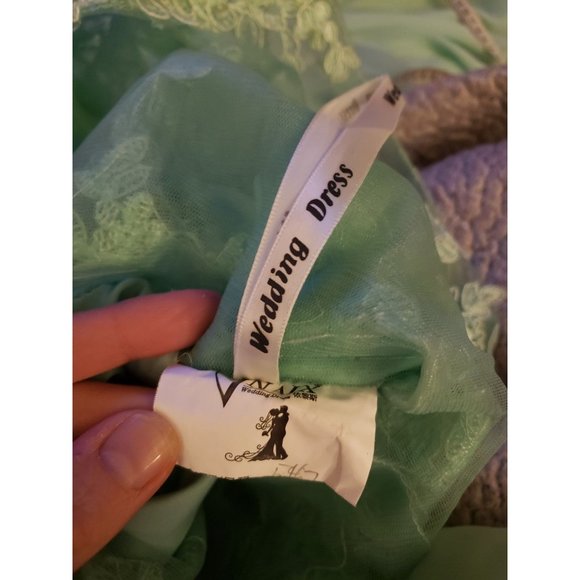 Green Prom Gown with Sheer Bodice - Picture 7 of 7